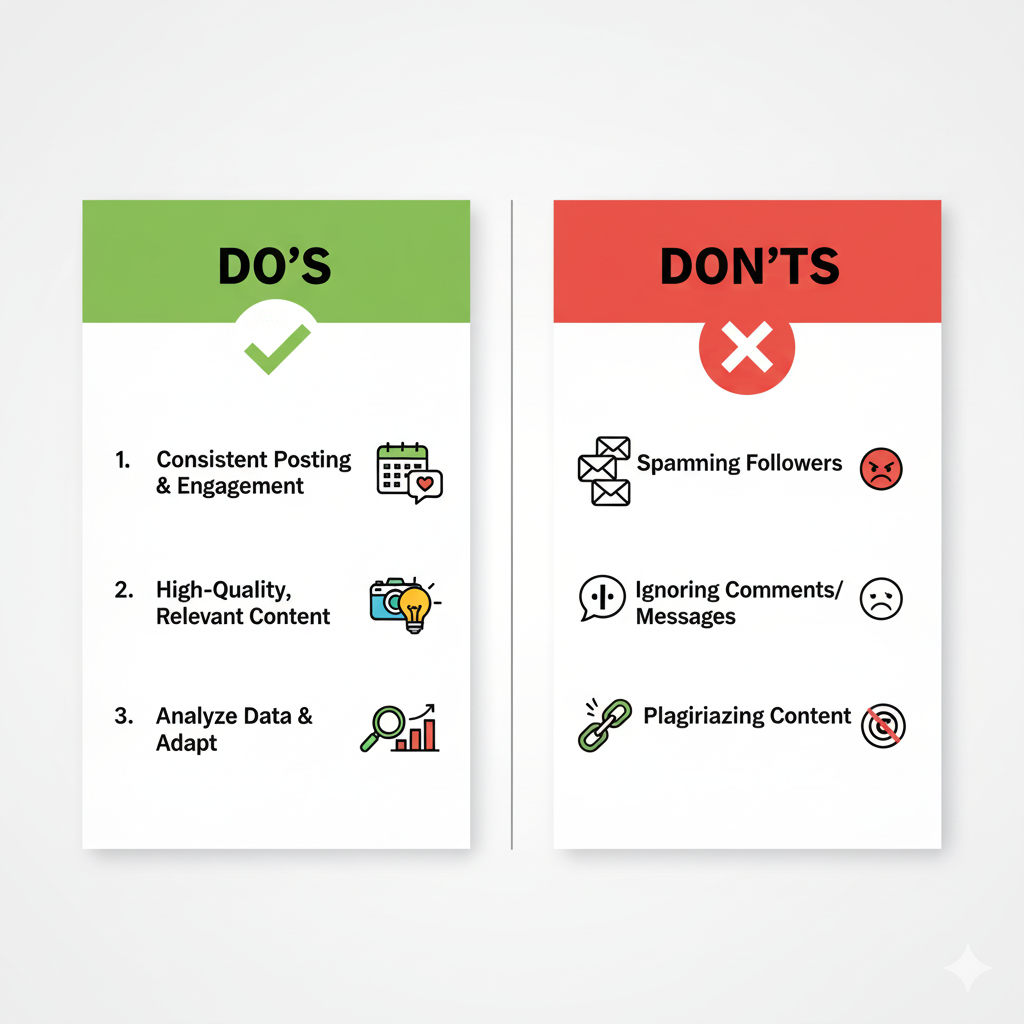 Social media marketing tips for increasing sales and leads – common mistakes to avoid illustration